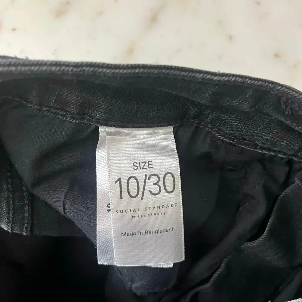 Anthropologie Social Standard by Sanctuary Slim Straight Black Gray Jeans 10 30